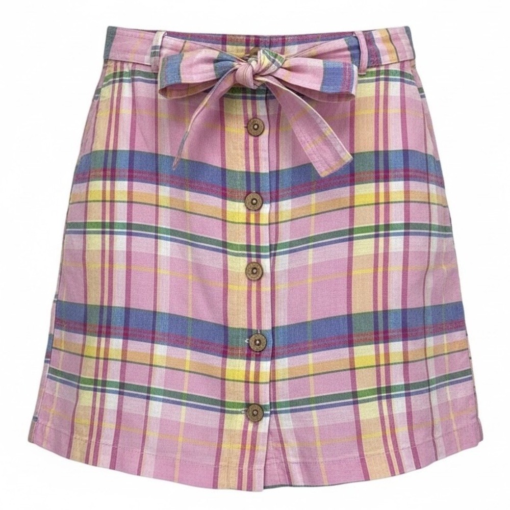 New Purple & More‎ Spring Pastels Plaid Button Front Linen Skort Womens L